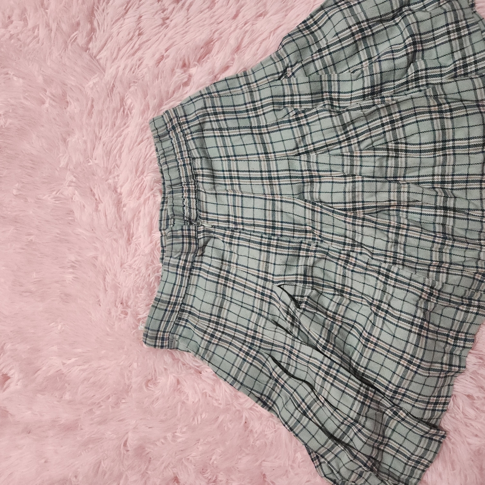 Ardene Mint Green Plaid Pleated Skirt